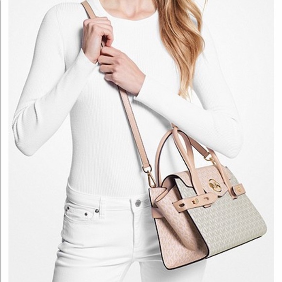 MICHAEL KORS
Carmen Medium Color-Block Logo Satchel color Buff Multi - Picture 4 of 16